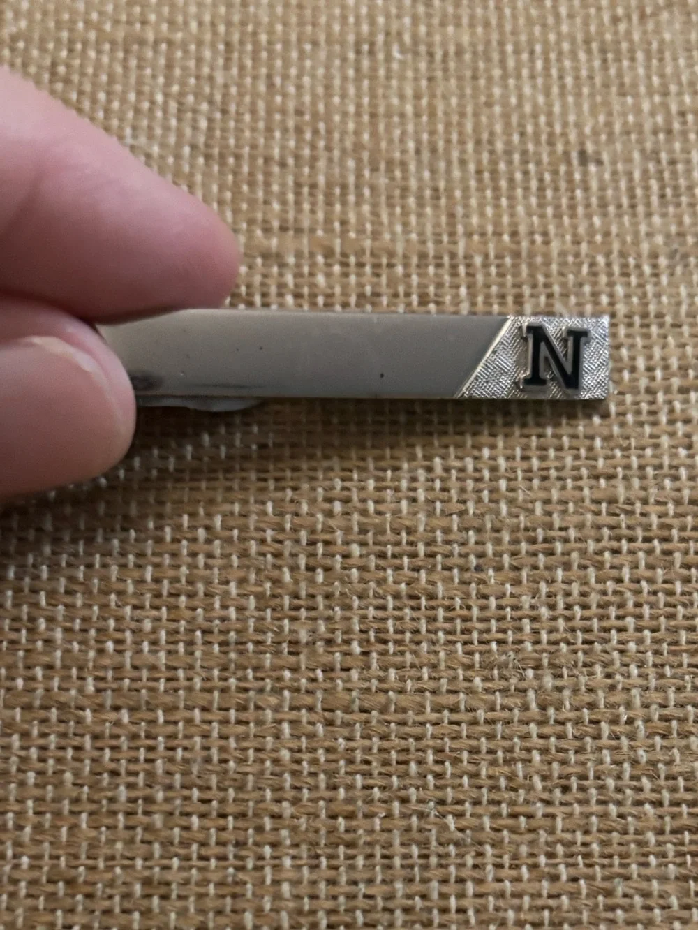Monogrammed “N” tie clip